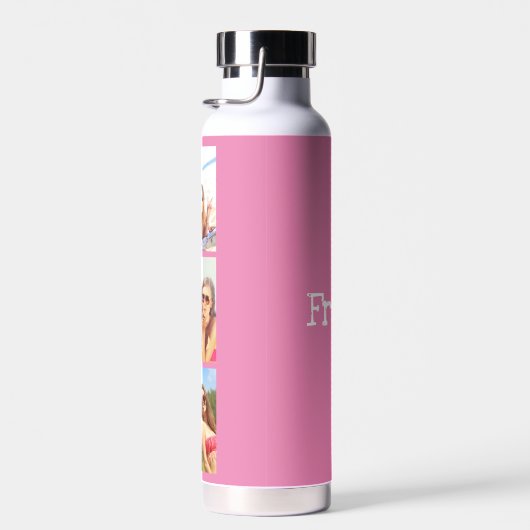 おもしろい最高のフレンズ引用文3フォトコラージュピンク ウォーターボトル (右面)