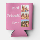 おもしろい最高のフレンズ引用文3フォトコラージュピンク 缶クーラー (正面)