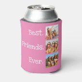 おもしろい最高のフレンズ引用文3フォトコラージュピンク 缶クーラー (缶裏面)