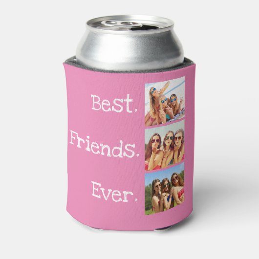 おもしろい最高のフレンズ引用文3フォトコラージュピンク 缶クーラー