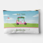 おもしろい最高のママピンクゴルフカートパーソナライズされた名 アクセサリーポーチ (裏面)