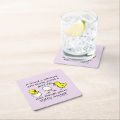 おもしろい最高の友ことわざ(紫) スクエアペーパーコースター (インサイチュ)