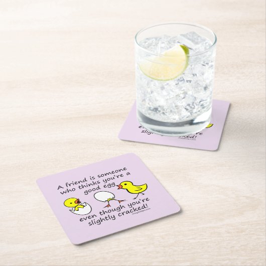 おもしろい最高の友ことわざ(紫) スクエアペーパーコースター (インサイチュ)
