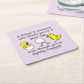 おもしろい最高の友ことわざ(紫) スクエアペーパーコースター (アングル)