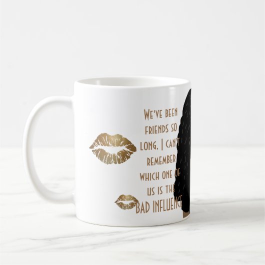 おもしろい最高の友の悪影響を与える風刺画 コーヒーマグカップ (左)