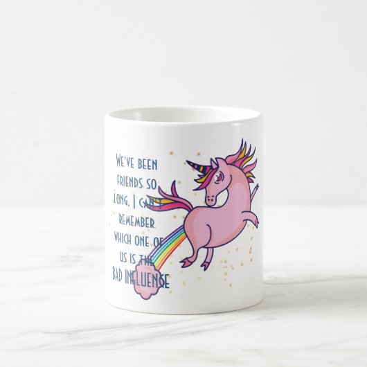 おもしろい最高の友BAD INFLUENCE UNICORN FARTING コーヒーマグカップ (中央)