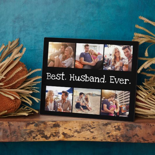 おもしろい最高の夫Ever 6フォトコラージュ白黒 フォトプラーク (側面)