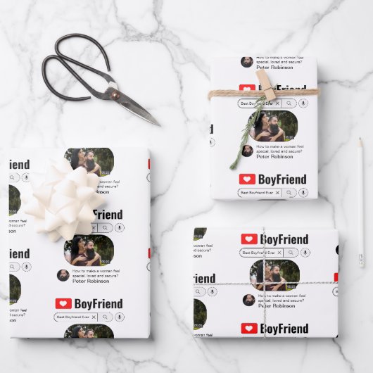 おもしろい最高の彼氏の検索結果 ラッピングペーパーシート (正面)