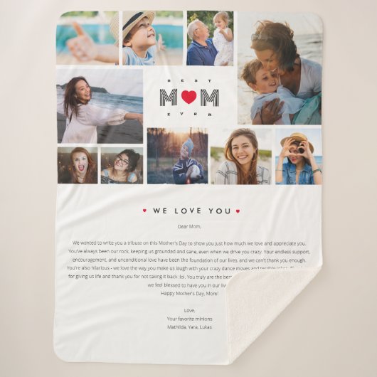 おもしろい最高の母の日10写真コラージュ シェルパブランケット (正面)