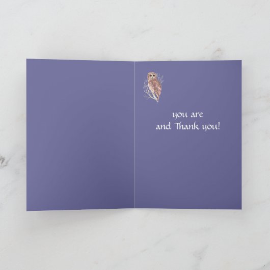 おもしろい最高の隣人？フクロウのユーモアの芸術を知ってありがとう サンキューカード (内部)