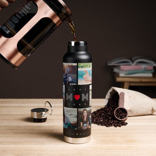 おもしろい最高のMom Ever 8 Photo collage ウォーターボトル (コーヒー)