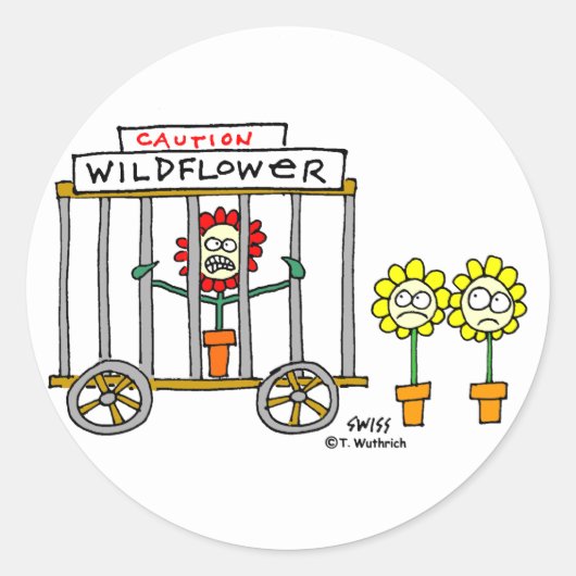おもしろい最高のWildflower漫画 ラウンドシール (正面)