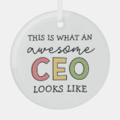 おもしろい最高経営責任者への贈り物 |素晴らし CEOボス ガラスオーナメント (正面)