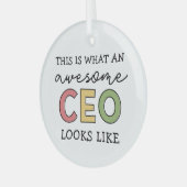 おもしろい最高経営責任者への贈り物 |素晴らし CEOボス ガラスオーナメント (正面左)