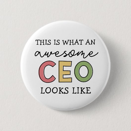 おもしろい最高経営責任者への贈り物 |素晴らし CEOボス 缶バッジ (正面)