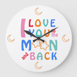 おもしろい月に愛する&バック ラージ壁時計