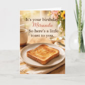 おもしろい朝食の小さなトーストの誕生日 カード (正面)