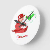 おもしろい木遊姿 ラウンド壁時計 (傾斜)