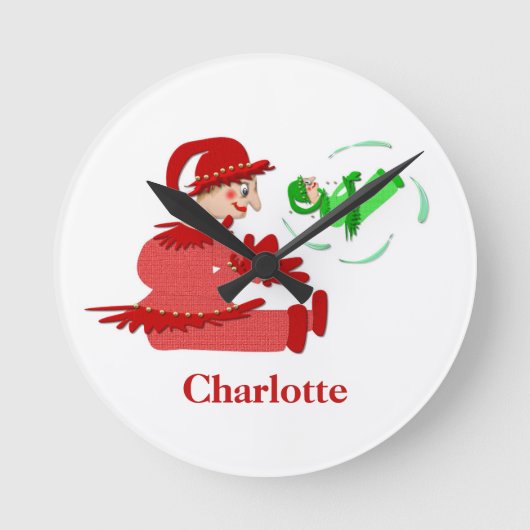 おもしろい木遊姿 ラウンド壁時計 (正面)