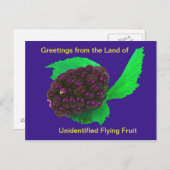 おもしろい未確認の果実のウィーデル製はがき飛んでいるおよび ポストカード (正面/裏面)