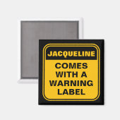 おもしろい来ラベ警告ル付きパーソナライズされた黄 マグネット (正面/裏面)