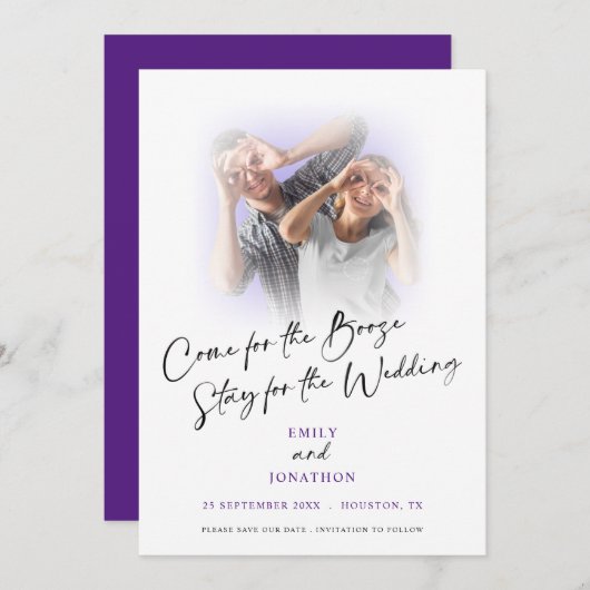 おもしろい来Photo Purple日付を保存 セーブザデート (正面/裏面)