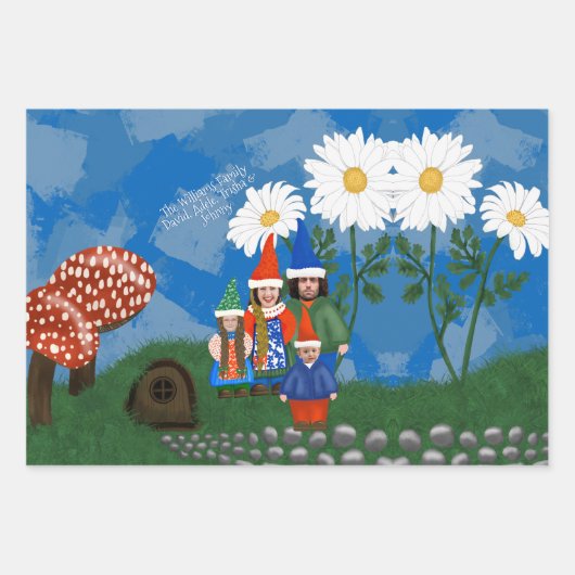 おもしろい格言ご家族の追加顔写真クリスマス ラッピングペーパーシート (正面2)