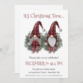 おもしろい格言とレッドグリーンリースクリスマスパーティー 招待状 (正面/裏面)