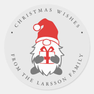 おもしろい格言とPresentとSanta hat Gray ラウンドシール
