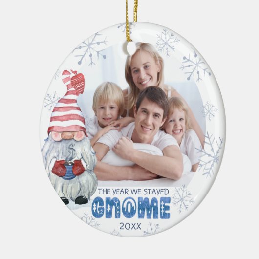 おもしろい格言の写真の名前の家に滞在した年 セラミックオーナメント (左)