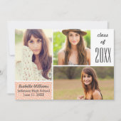 おもしろい桃水玉模様20XX卒業写真コラージュ 招待状 (正面)
