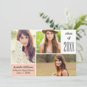 おもしろい桃水玉模様20XX卒業写真コラージュ 招待状 (スタンド正面)