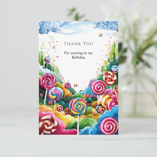 おもしろい棒つきキャンデーキャンディランド誕生日 サンキューカード (スタンド正面)
