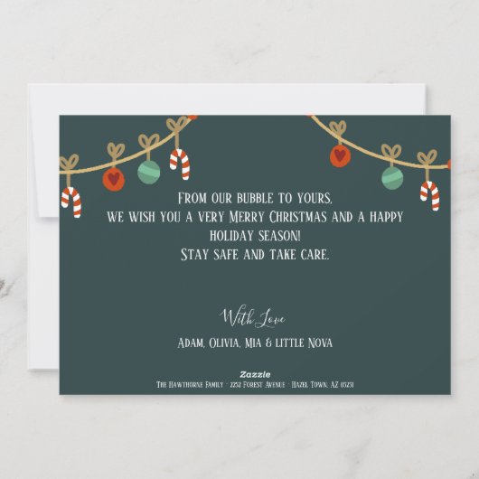 おもしろい検疫クリスマスツリーカスタム写真 シーズンカード (裏面)