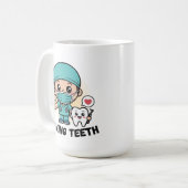 おもしろい歯医者:歯を救うマグカップ コーヒーマグカップ (正面左)