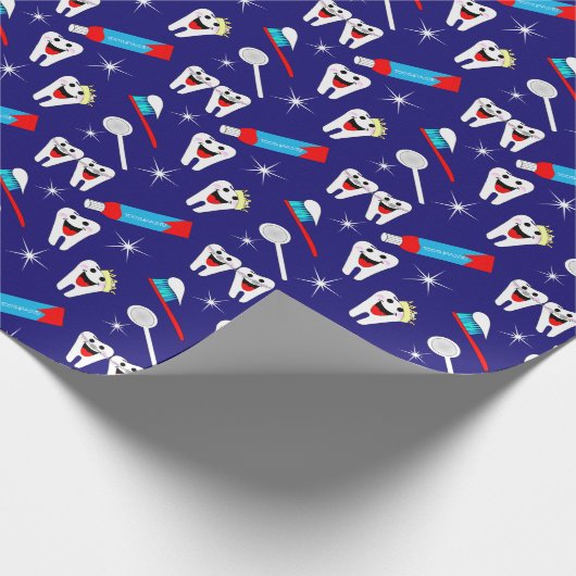 おもしろい歯科クリニック歯科の漫画の歯のパターン ラッピングペーパー (角)