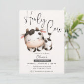 おもしろい歳も牛の男女兼用誕生日 招待状 (スタンド正面)