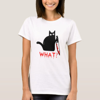おもしろい殺意な猫包丁黒猫なん？ Tシャツ