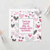 おもしろい母のお気に入りのハートパターン カード (正面/裏面インサイチュ)