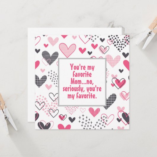 おもしろい母のお気に入りのハートパターン カード (正面/裏面インサイチュ)