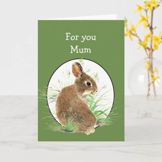 おもしろい母の日すべての耳かわいいバニーウサギ カード (黄色い花)