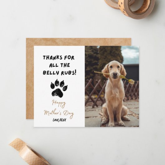 おもしろい母の日パーソナライズされた犬の母ペット写真 ノートカード (正面/裏面インサイチュ)