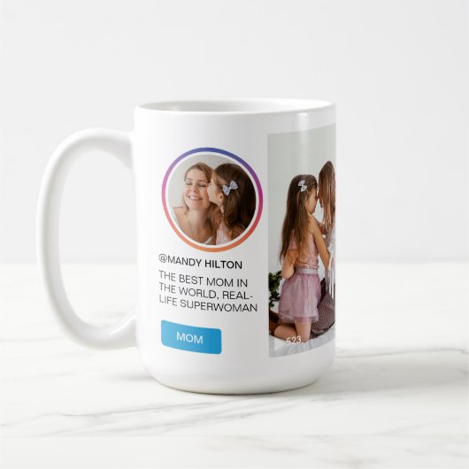 おもしろい母の日Instagramソーシャルメディアのフォトリール コーヒーマグカップ (左)