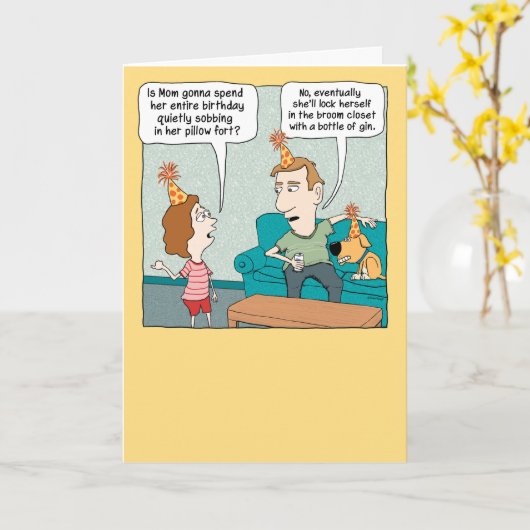 おもしろい母の枕砦誕生日カード カード (黄色い花)