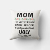 おもしろい母の水色フローラ誕生日 クッション (裏面)