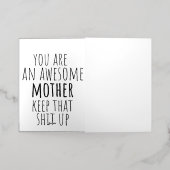 おもしろい母ギフトカード2025母の日 箔グリーティングカード (外側レイダウン)