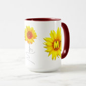 おもしろい母ギフト(引用文、モノグラム&名前)ひまわり マグカップ (正面右)