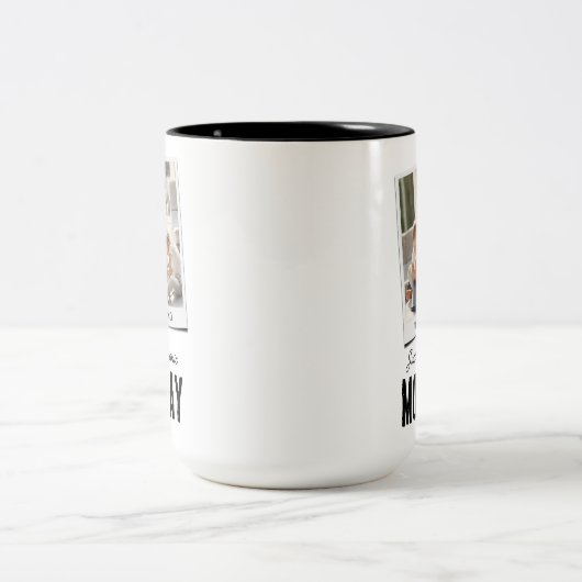 おもしろい母2写真ギフト ツートーンマグカップ (中央)