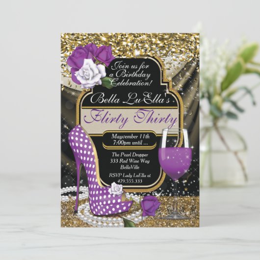 おもしろい気のあるそぶりをしたバースデーパーティ招待状 招待状 (スタンド正面)