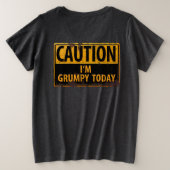 「おもしろい気を付けて、今日は不機嫌だ」フード付きスウェットシャツ プラスサイズTシャツ (デザイン裏面)